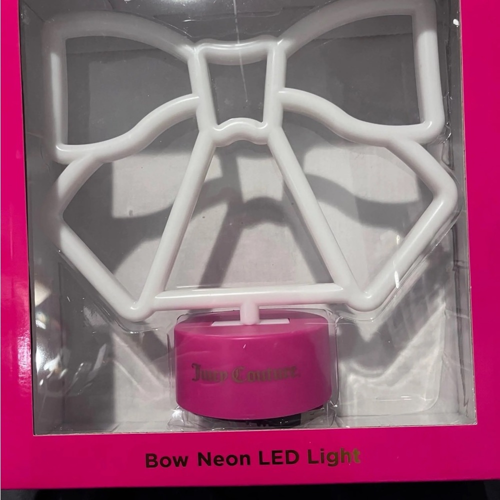 Juicy Couture White Bow Neon LED Light with Pink Base